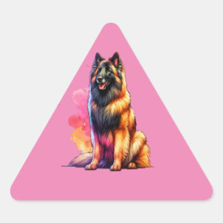 Pegatina Triangular Perro belga Tervuren