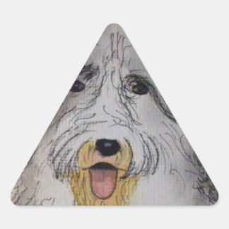 Pegatina Triangular Perro de perro de oveja inglés viejo