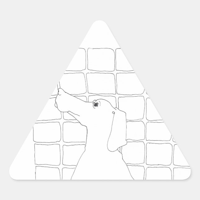 Pegatina Triangular Perro original dibujando perro chino año 2018 Stic (Anverso)