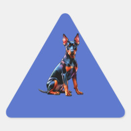 Pegatina Triangular Perro Pinscher alemán