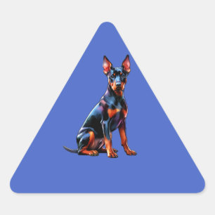 Pegatina Triangular Perro Pinscher alemán