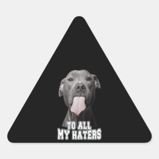 Pegatina Triangular Perro Pitbull a todos mis odios