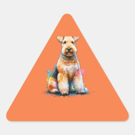 Pegatina Triangular Perro Terrier de Lakeland