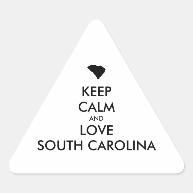 PEGATINA TRIANGULAR PERSONALIZABLE MANTENGA LA CALMA Y AME A CAROLINA  (Anverso)