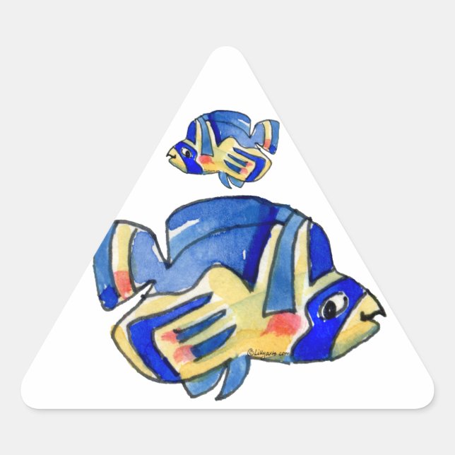 Pegatina Triangular Personalizado azul mariposa (Anverso)
