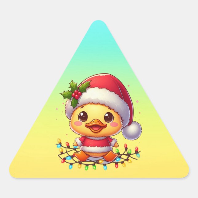 Pegatina Triangular Personalizado de pato de Navidades particulares Sa (Anverso)
