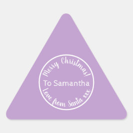Pegatina Triangular Personalized Christmas from Santa Lilac