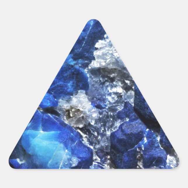 Pegatina Triangular Piedra de mármol azul elegante (Anverso)