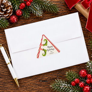 Pegatina Triangular Piernas de duende de Navidad alegre