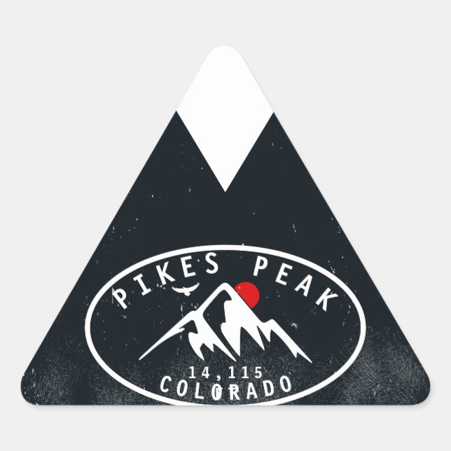 Pegatina Triangular Pikes Peak Colorado Mountain Camping Senderismo (Anverso)