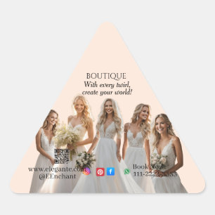 Pegatina Triangular Pink Bridal Bliss Celebrate Love Happiness Wedding