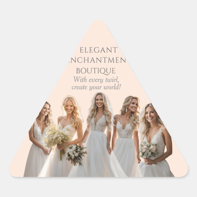 Pegatina Triangular Pink Bridal Bliss Celebrate Love Happiness Wedding (Anverso)