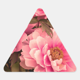 Pegatina Triangular Pink  Peony Flower