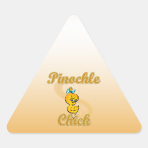 Pegatina Triangular Pinochle Chick