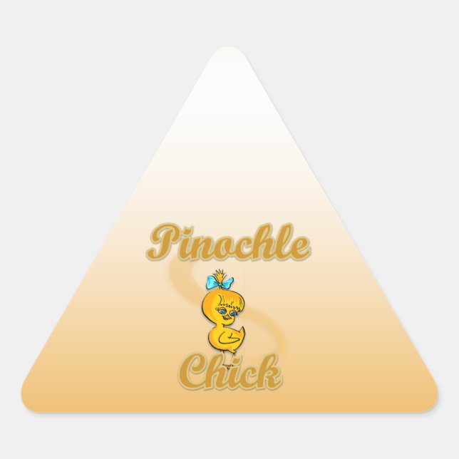 Pegatina Triangular Pinochle Chick (Anverso)