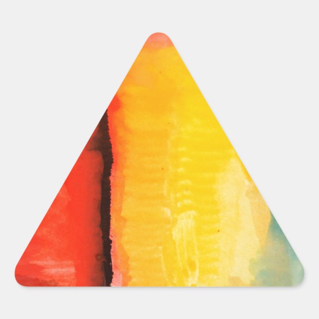 Pegatina Triangular Pintura abstracta moderna de color rojo amarillo (Anverso)