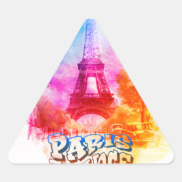 Pegatina Triangular Pintura de color de agua de Francia en París