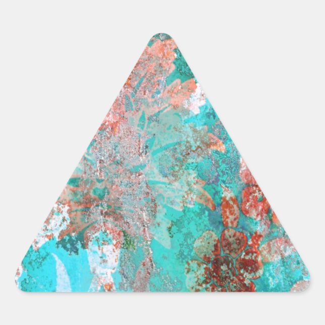 Pegatina Triangular Pintura floral (Anverso)