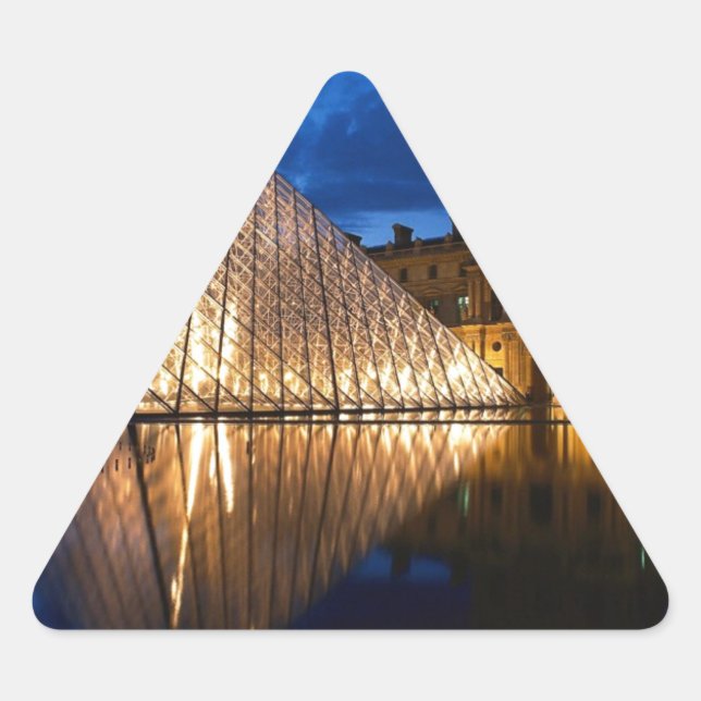 Pegatina Triangular Pirámide en el Museo del Louvre, París, Francia (Anverso)