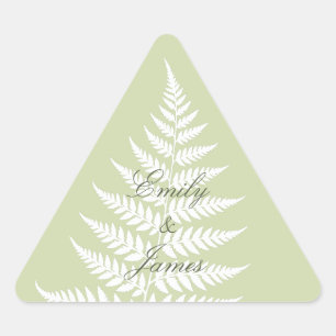 Pegatina Triangular Pistacho Verde Helecho Blanco Botánico Delicado