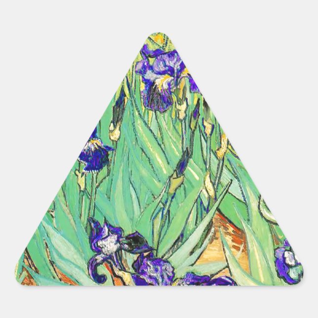 Pegatina Triangular PixDezines van gogh iris/st. remy (Anverso)