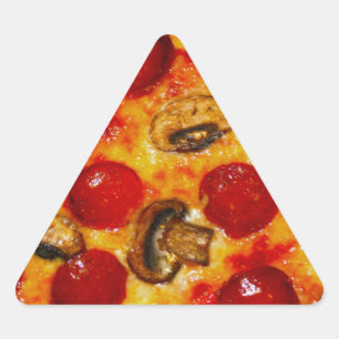 Pegatina Triangular Pizza Pepperoni y hongos