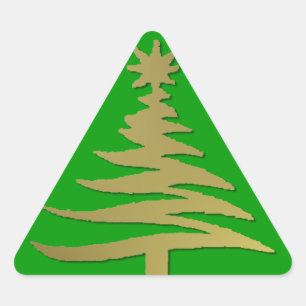 Pegatina Triangular Plantilla de árbol de Navidad dorada