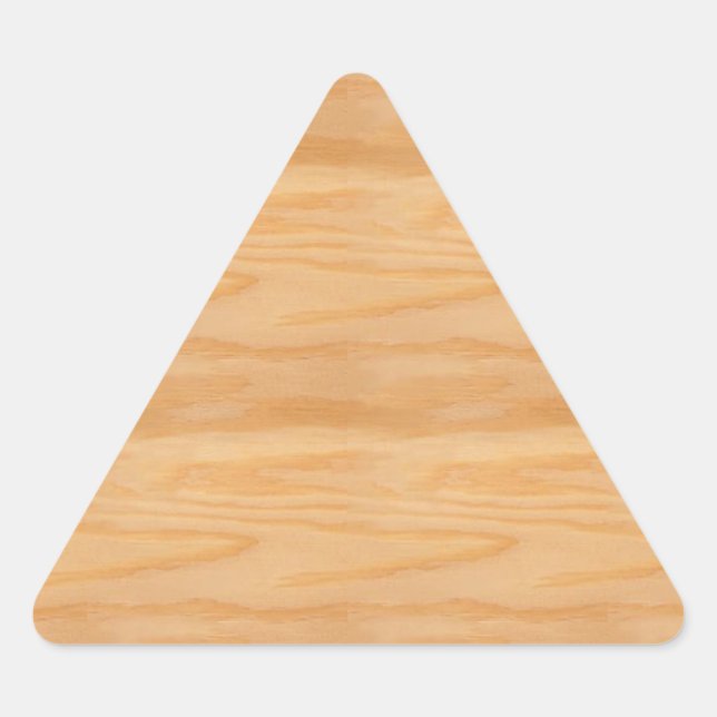 Pegatina Triangular Plantilla en blanco de madera natural Diseño elega (Anverso)