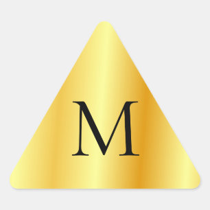 Pegatina Triangular Plantilla Monogramada Faux Gold Modern Elegant