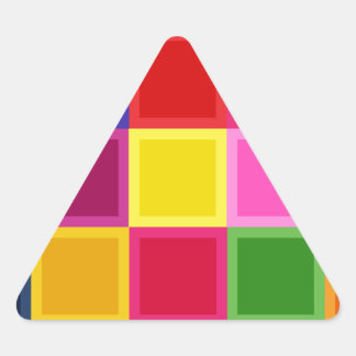 Pegatina Triangular Plazas y bandas multicolores Girly