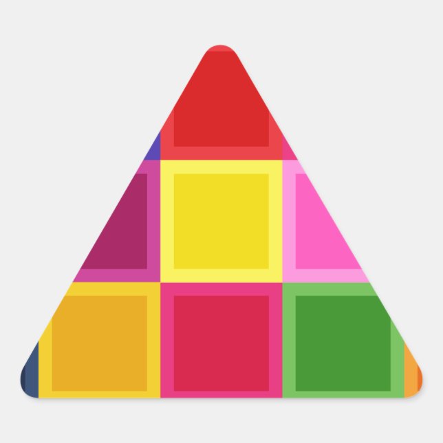Pegatina Triangular Plazas y bandas multicolores Girly (Anverso)