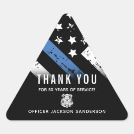 Pegatina Triangular Police Retirement Anniversary Blue Line Flag