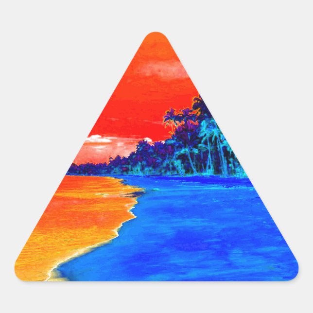 Pegatina Triangular Pop Art Exotic Beach Palm Trees (Anverso)