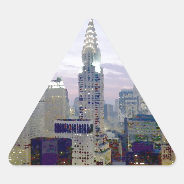 Pegatina Triangular Pop Art Oil Paint Effect New York (Anverso)