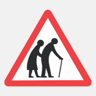Pegatina Triangular PRECAUCIÓN Personas de edad avanzada - Rótulo de t