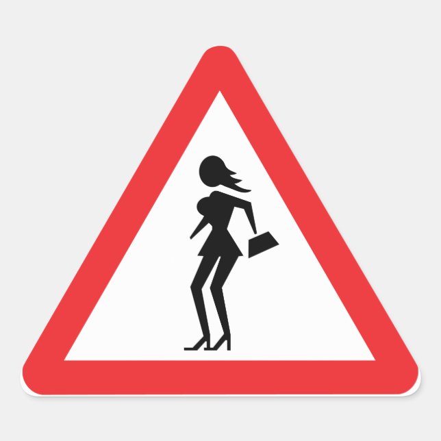 Pegatina Triangular Precaución Prostituta (Attenzione Prostitute) (Anverso)