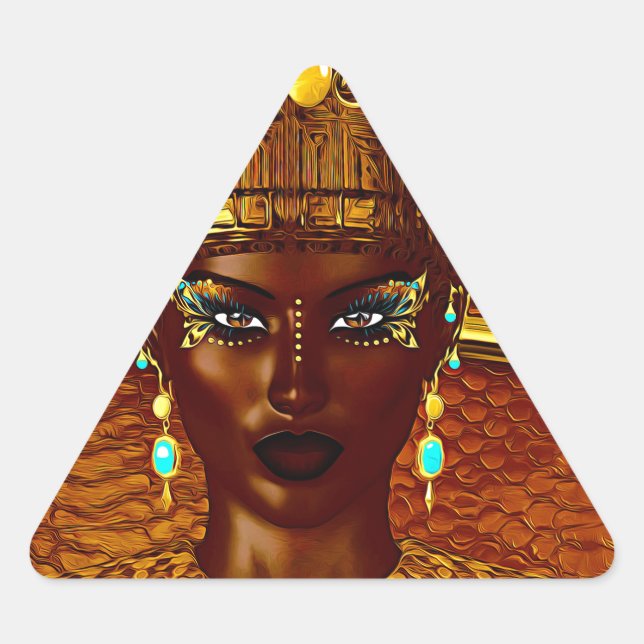 Pegatina Triangular Princesa egipcia negra en nuestro arte digital mod (Anverso)