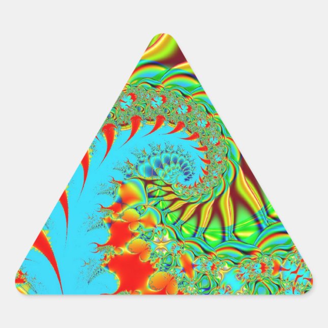 Pegatina Triangular Psicodelia Swirl Art Fractal (Anverso)
