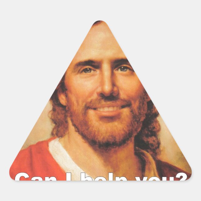 Pegatina Triangular ¿Puedo Ayudarte? (Anverso)