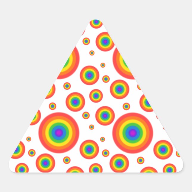 Pegatina Triangular Puntos de la polca arcoiris (Anverso)