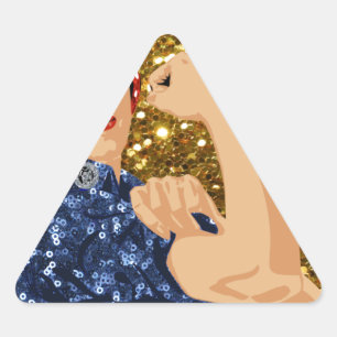 Pegatina Triangular purpurina rosie the riveter