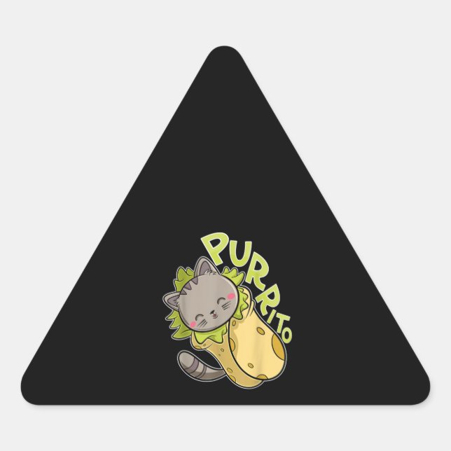 Pegatina Triangular Purrito T Funny Cat Pun Burrito Taco (Anverso)