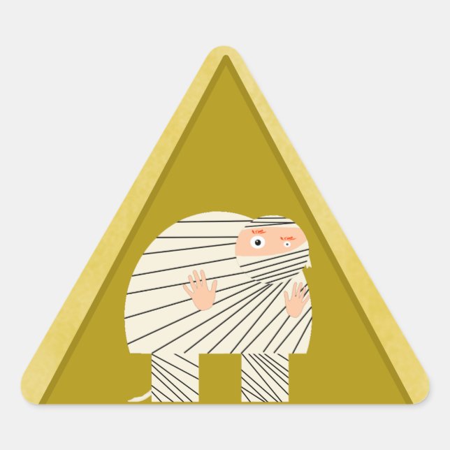 Pegatina Triangular Quasimodo como momia (Anverso)