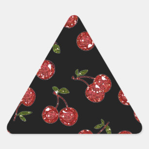 Pegatina Triangular RAB Rockabilly Cerezas Muy Cerezas En Negro