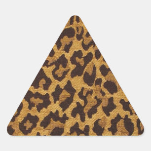 Pegatina Triangular RAB Rockabilly Estampado Leopardo Marrón Dorado