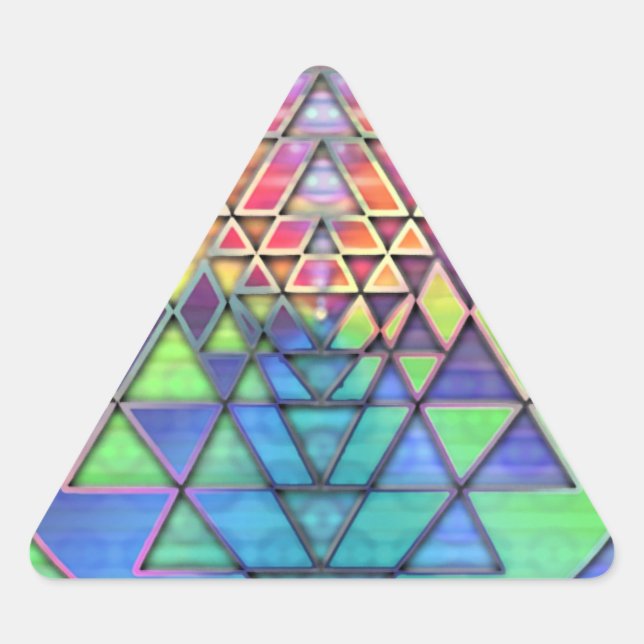 Pegatina Triangular Rainbow Sri Yantra para amor y riqueza (Anverso)