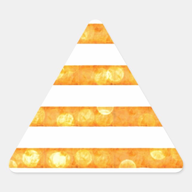 Pegatina Triangular Rayas Bokeh Naranja Y Blanco (Anverso)