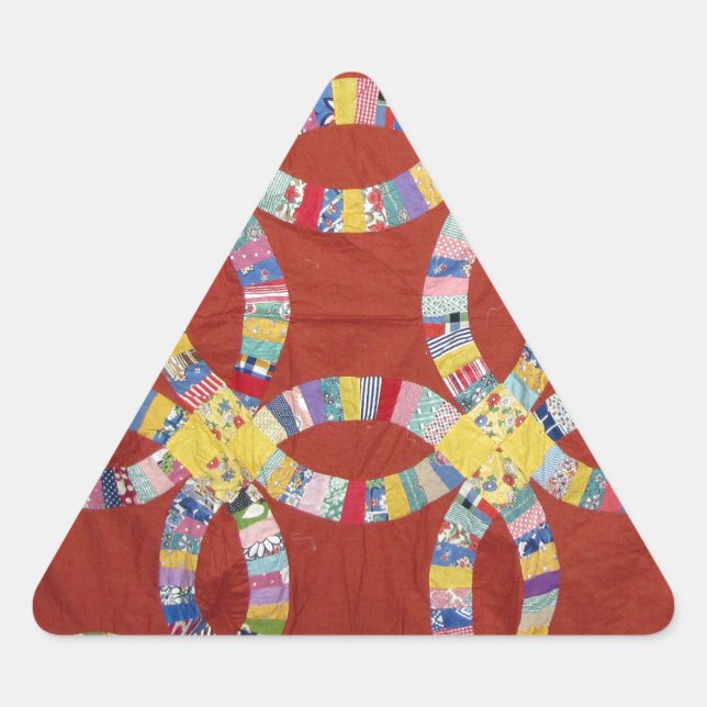 Pegatina Triangular Red Boda Ring Quilt (Anverso)