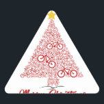 Pegatina Triangular Red Mtb Bicycle Christmas Tree Feliz Navidad<br><div class="desc">Red Mtb Bicycle Christmas Tree Feliz Navidad</div>
