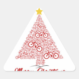Pegatina Triangular Red Mtb Bicycle Christmas Tree Feliz Navidad